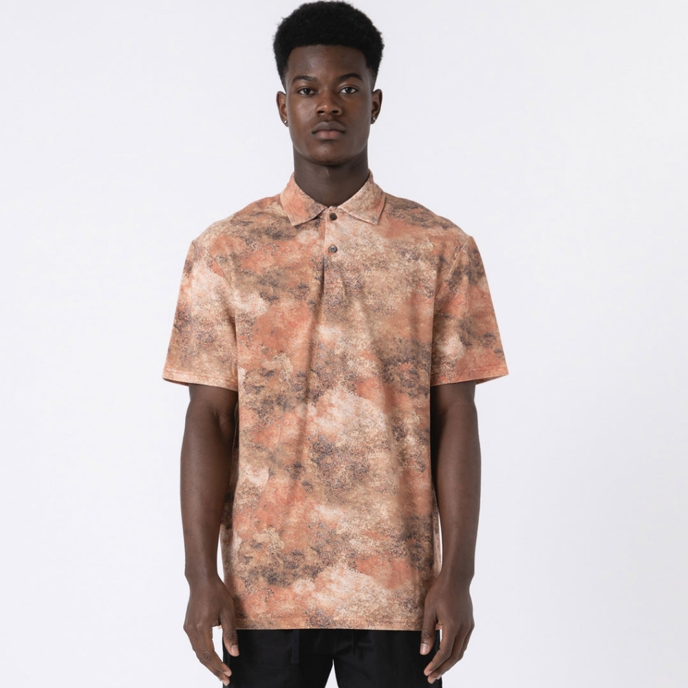 ZANEROBE Pique Polo in Rust Camo Size L